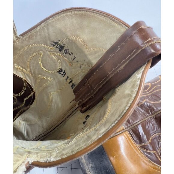 Vintage Tony Lama Cowboy Boots Men's Sz. 8.5 D Brown Leather Western Style - Picture 8 of 16